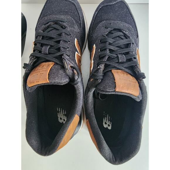 New Balance‎ Men\'s 574 Classics 15 Ounce Canvas Denim Black Brown Sneakers main image 7